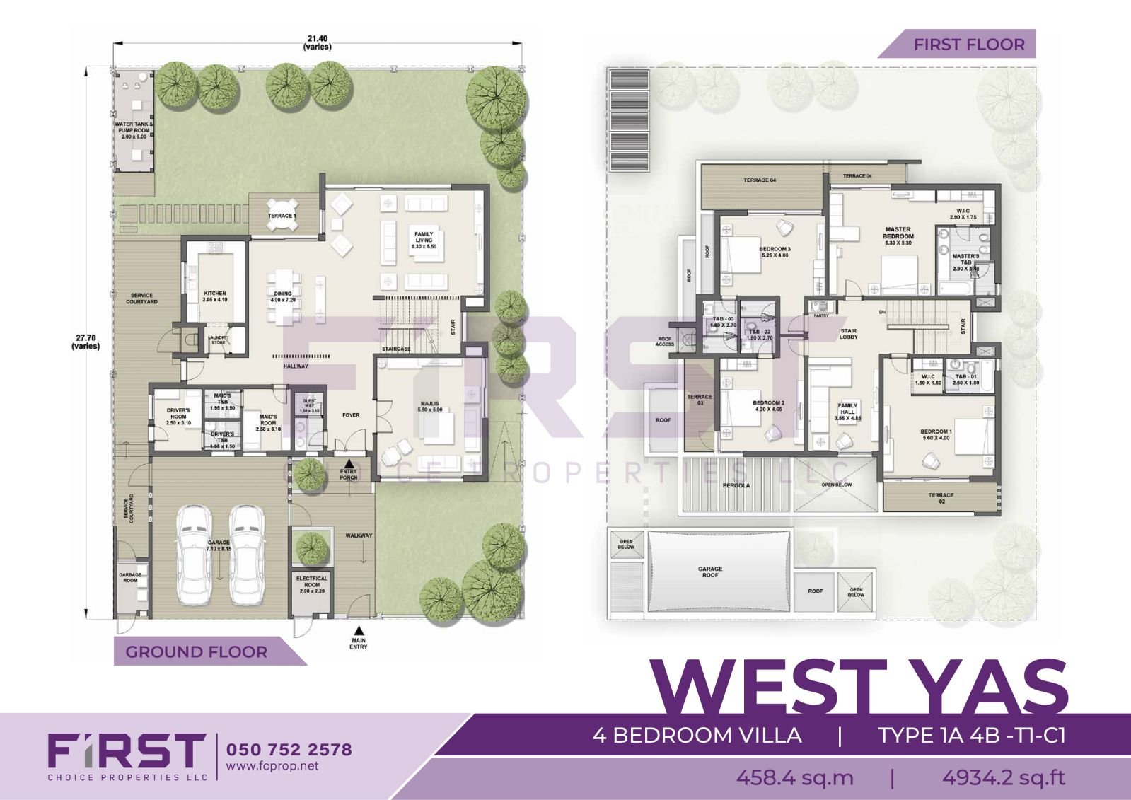 Floor Plan of 4 Bedroom VIlla TYPE 1A 4B-T1-C1 in West Yas Yas Island Abu Dhabi UAE 458.4 sq.m 4934.2 sq.ft.jpg
