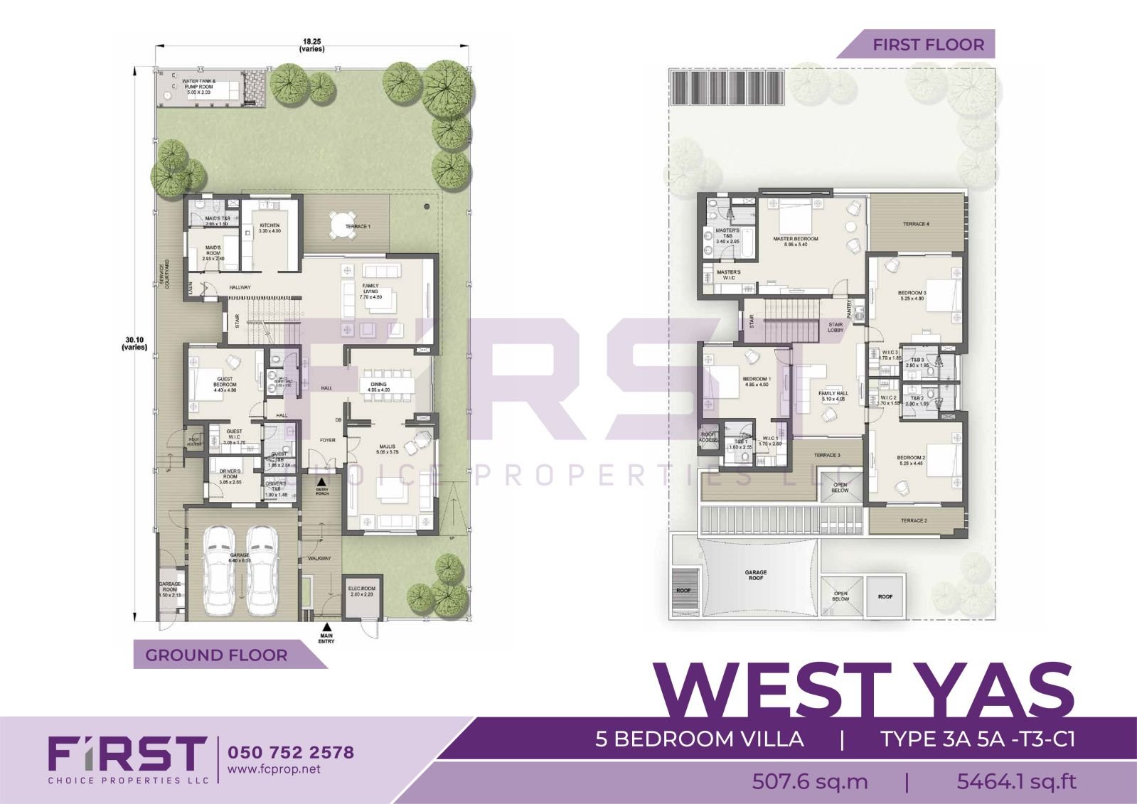 Floor Plan of 5 Bedroom VIlla TYPE 3A 5A-T3-C1 in West Yas Yas Island Abu Dhabi UAE 507.6 sq.m 5464.1 sq.ft.jpg