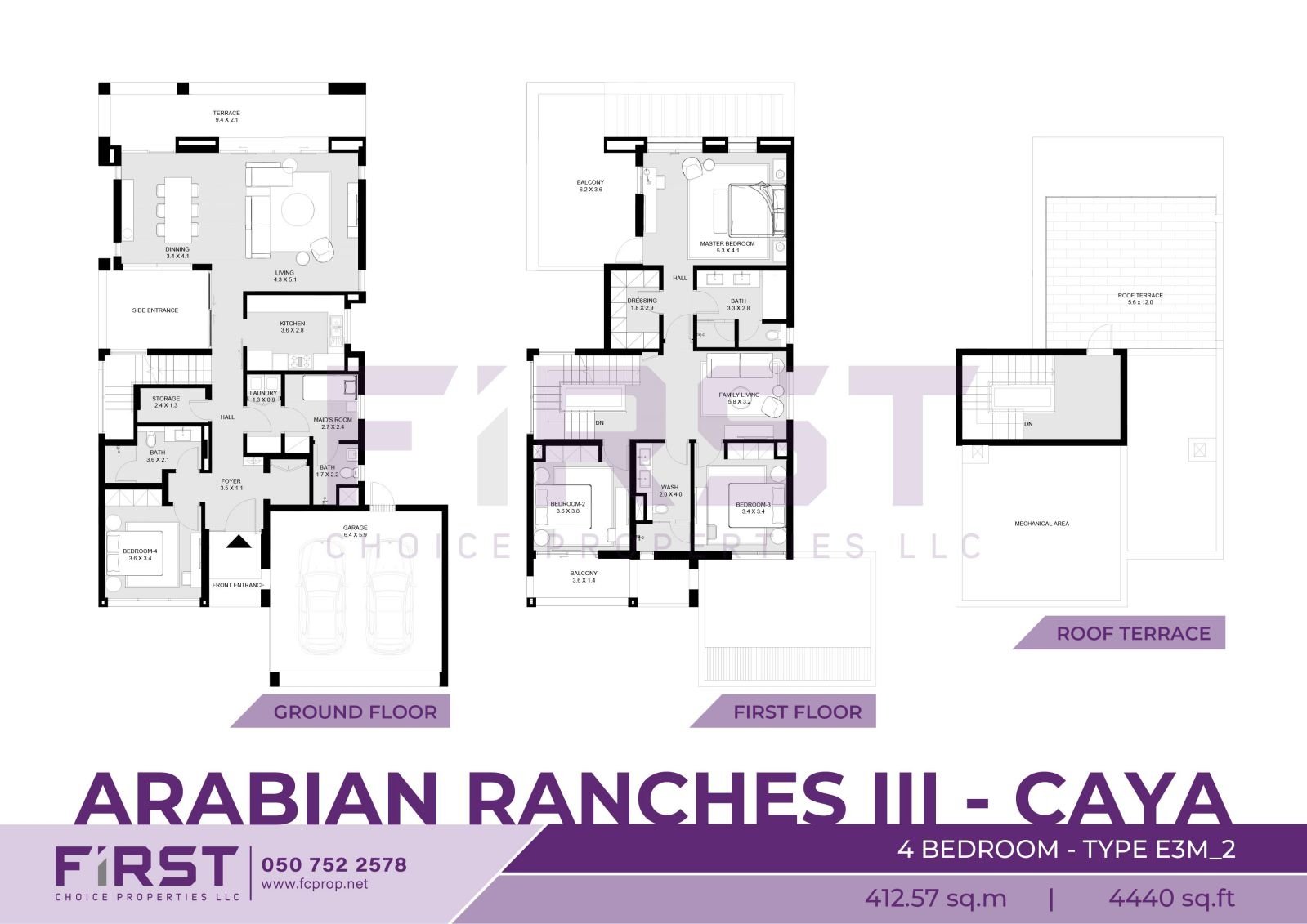 Floor Plan of 4 Bedroom  Type E3M_2 in Arabian Ranches III Caya Dubai 412.57 UAE sq.m 4440 sq.ft.jpg
