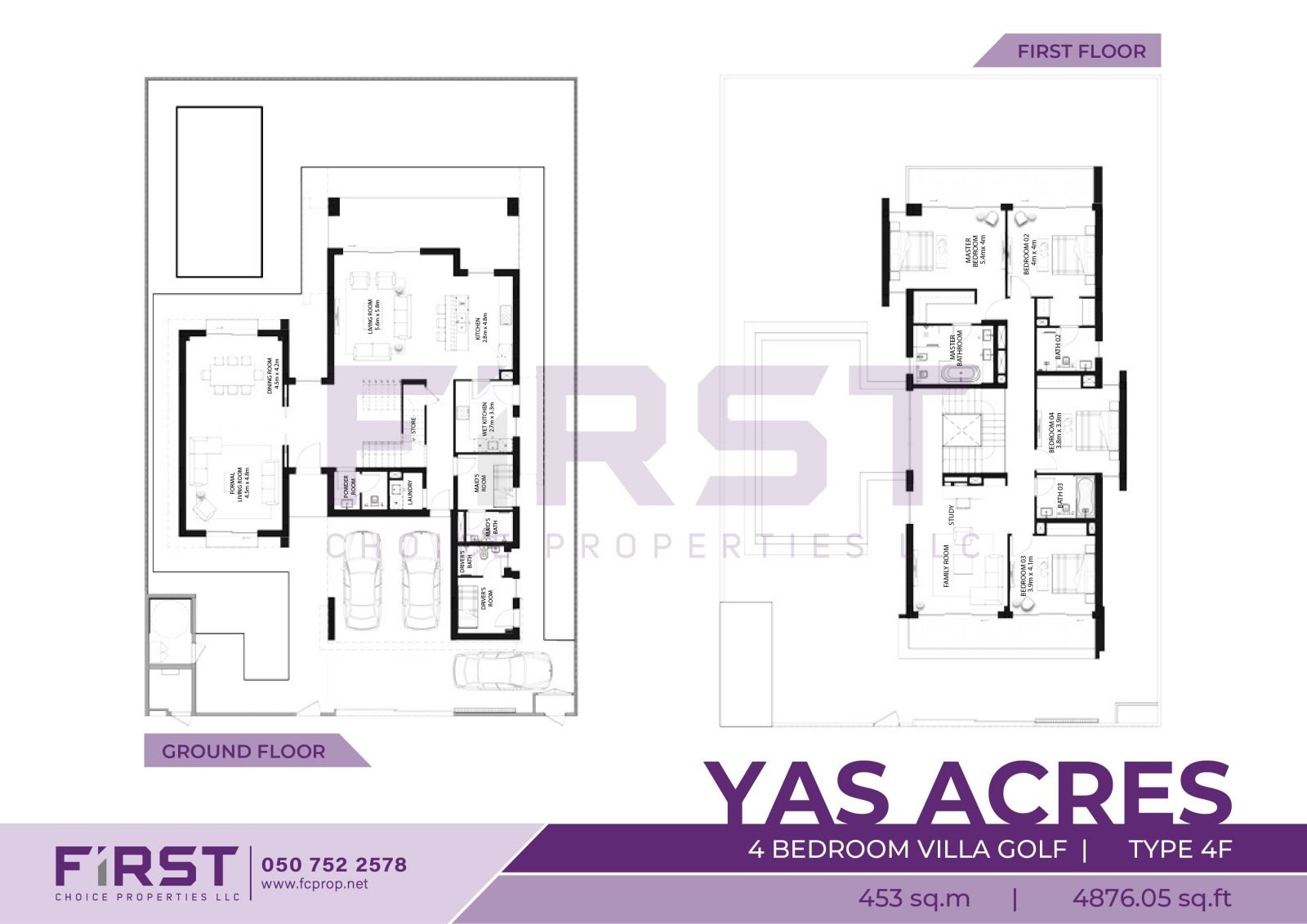 Floor Plan of 4 Bedroom Villa Golf Type 4F in Yas Acres Yas Island Abu Dhabi UAE 453 sq.m 4876.05 sq.ft.jpg