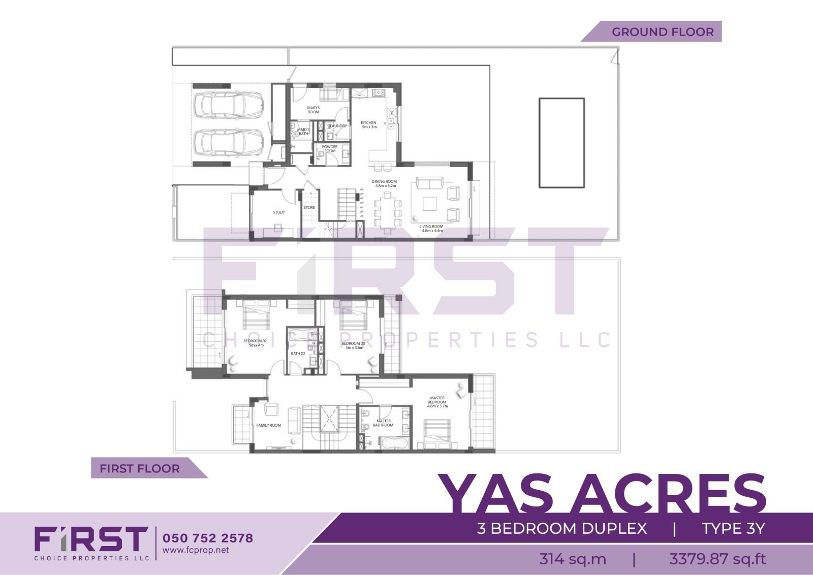 Floor Plan of 3 Bedroom Duplex Type 3Y in Yas Acres Yas Island Abu Dhabi UAE 314 sq.m 3379.87 sq.ft.jpg