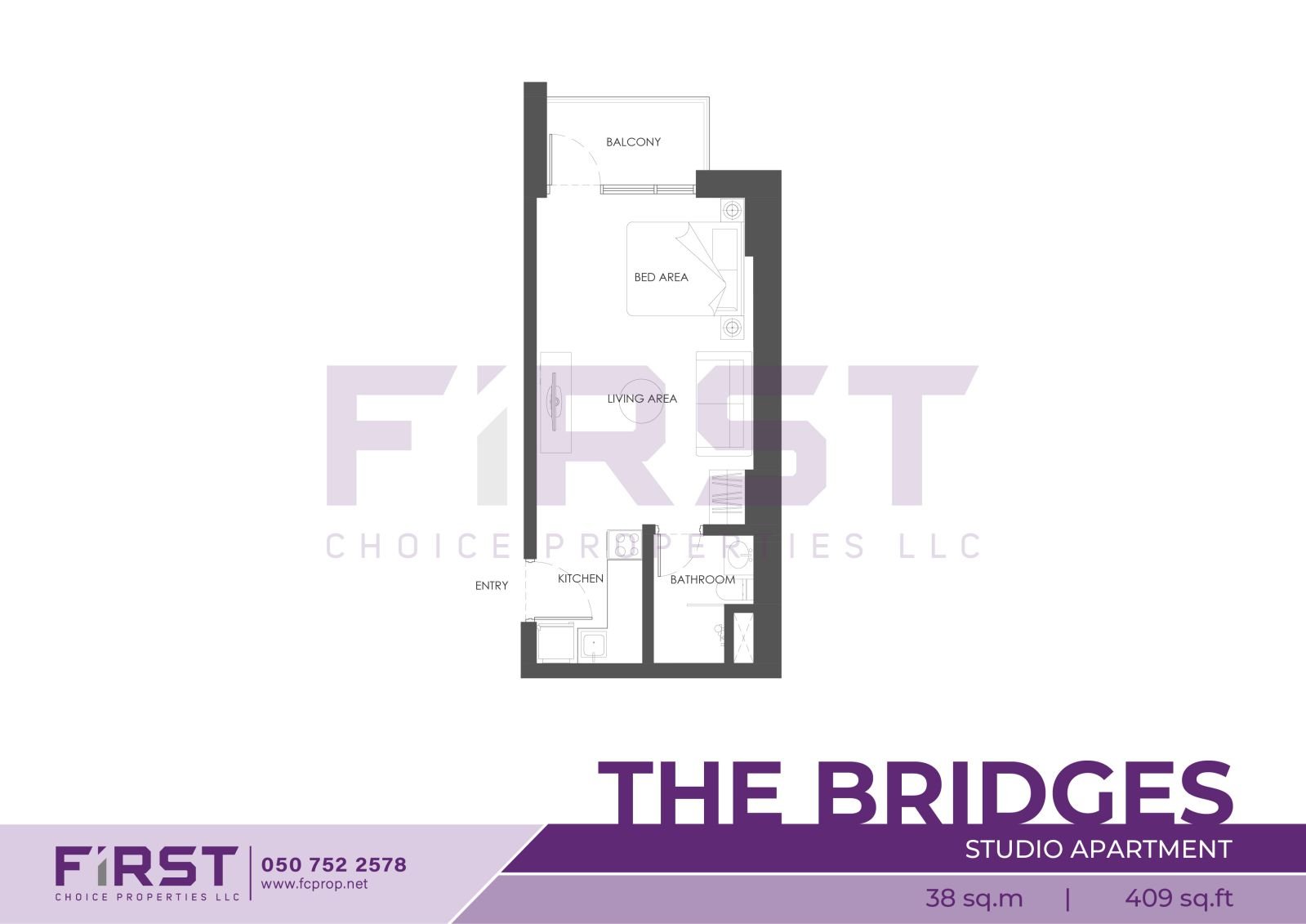Floor Plan of Studio Apartment in The Bridges Al Reem Island Abu Dhabi UAE 38 sq.m 409 sq.ft.jpg