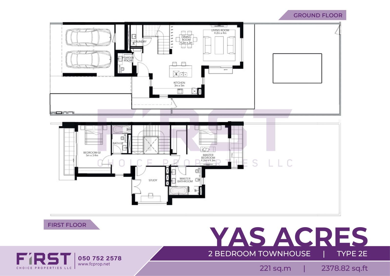 Floor Plan of 2 Bedroom Townhouse Type 2E in Yas Acres Yas Island Abu Dhabi UAE 221 sq.m 2378.82 sq.ft.jpg