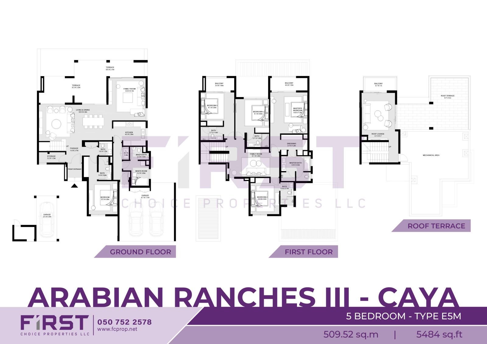 Floor Plan of 5 Bedroom  Type E5M in Arabian Ranches III Caya Dubai UAE 509.52 sq.m 5484 sq.ft.jpg