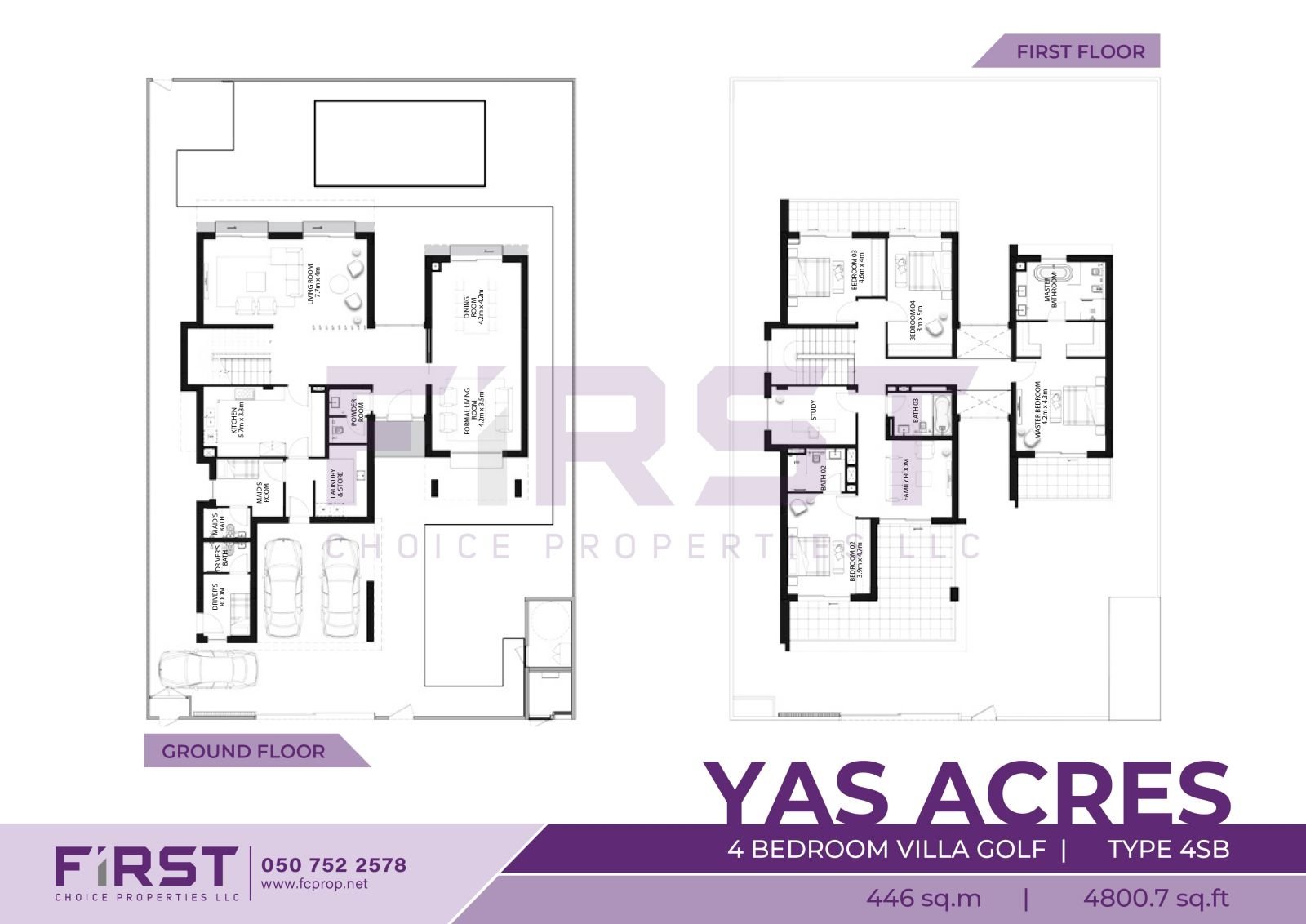 Floor Plan of 4 Bedroom Villa Golf Type 4SB in Yas Acres Yas Island Abu Dhabi UAE 446 sq.m 4800.7 sq.ft.jpg